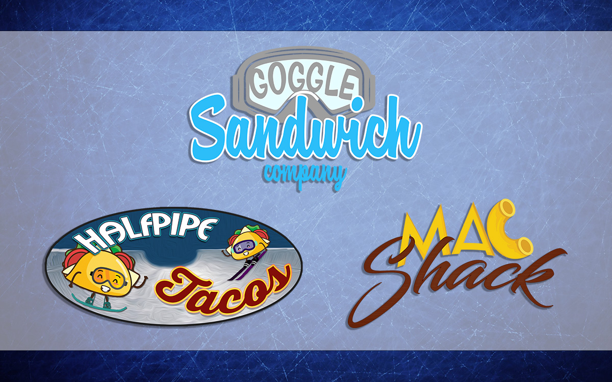 Goggle Sandwich Co., Halfpipe Tacos, Mac Shack Logos